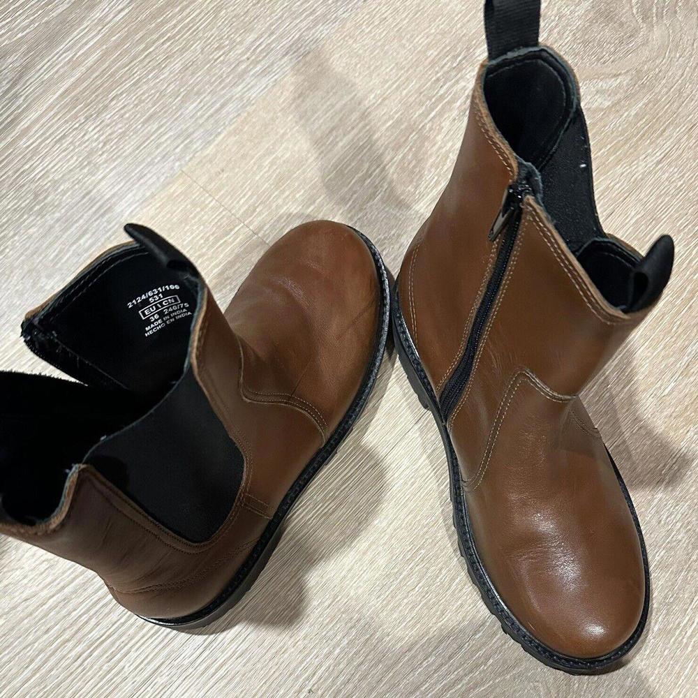 Zara Girls leather chelsea boots Brown